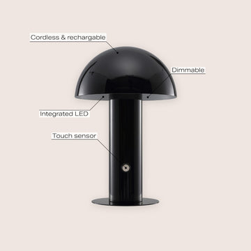 Boletus 10.75" Contemporary Bohemian Rechargeable/Cordless Iron Integrated LED Mushroom Table Lamp - JONATHAN Y